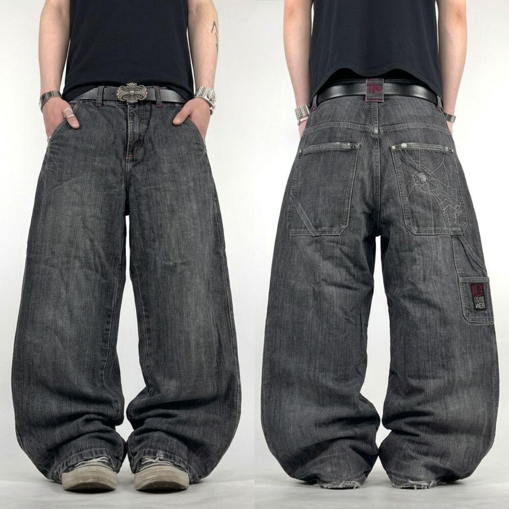 Vintage y2k faded carpenter rare grey cyber baggy wide leg archive jeans